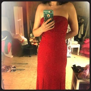 Strapless beaded detail dress